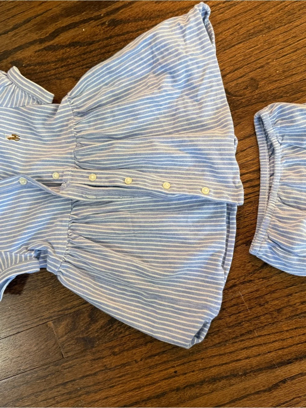 Ralph Lauren Blue and White Striped Polo Dress with Matching Bloomers